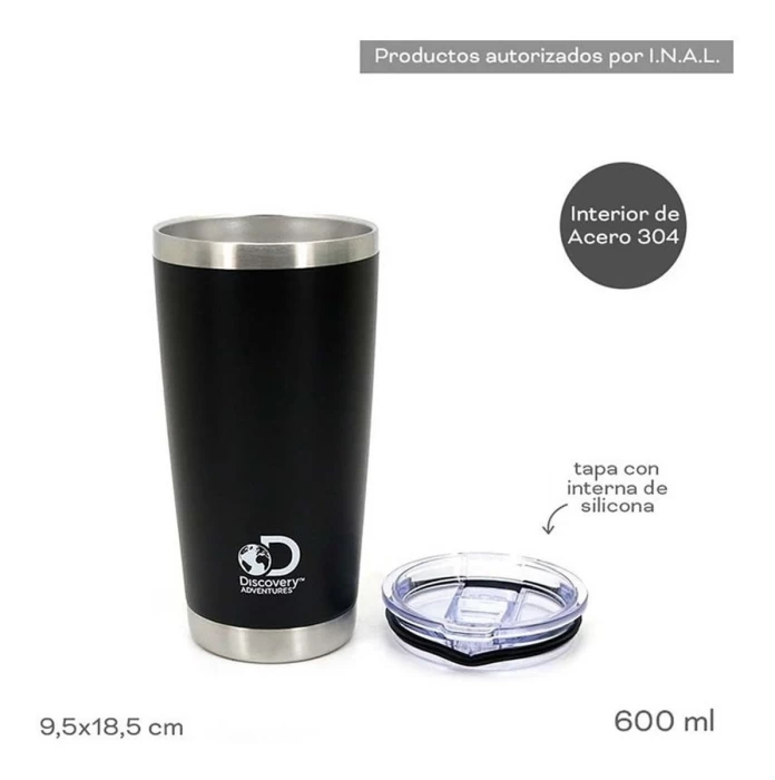 Vaso Termico De Acero Inoxidable De 600 Ml Con Tapa Discovery Adventures