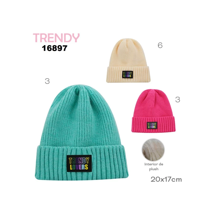 gorro lana invierno niñas trendy con plush mod 16897 