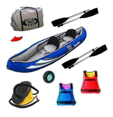 Kayak Doble Canoa Inflable Frontier + Salvavidas+remos+inflador