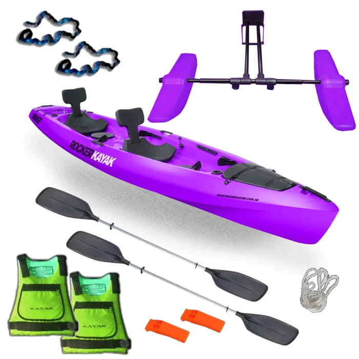 Kayak Para 2 o 3 Personas Rocker Mirage Combo Recreacional + Kit de Flotadores + Espejo para Motor