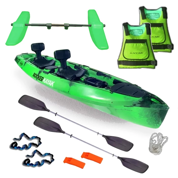 Kayak Para 2 o 3 Personas Rocker Mirage Fishing Combo Recreacional + Kit de Flotadores