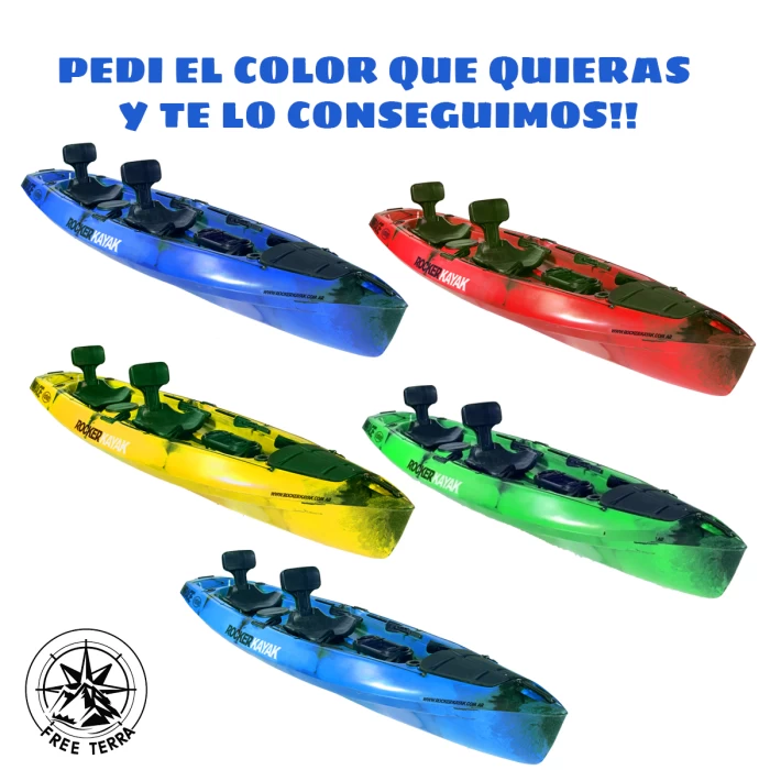 Kayak Para 2 o 3 Personas Rocker Mirage Fishing Combo Recreacional + Kit de Flotadores + Espejo para Motor