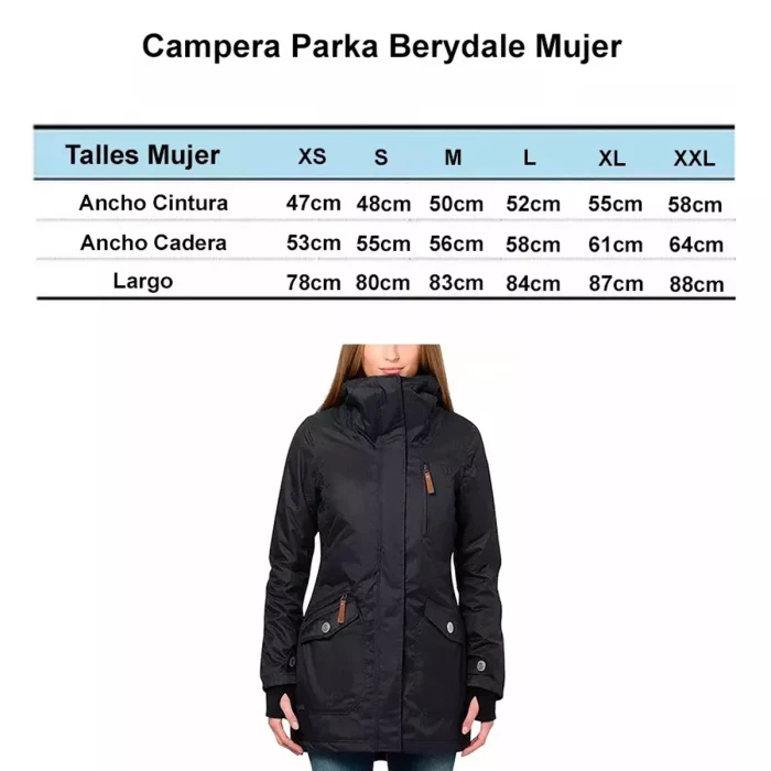 Campera Larga Impermeable Invierno Mujer Berydale Parka