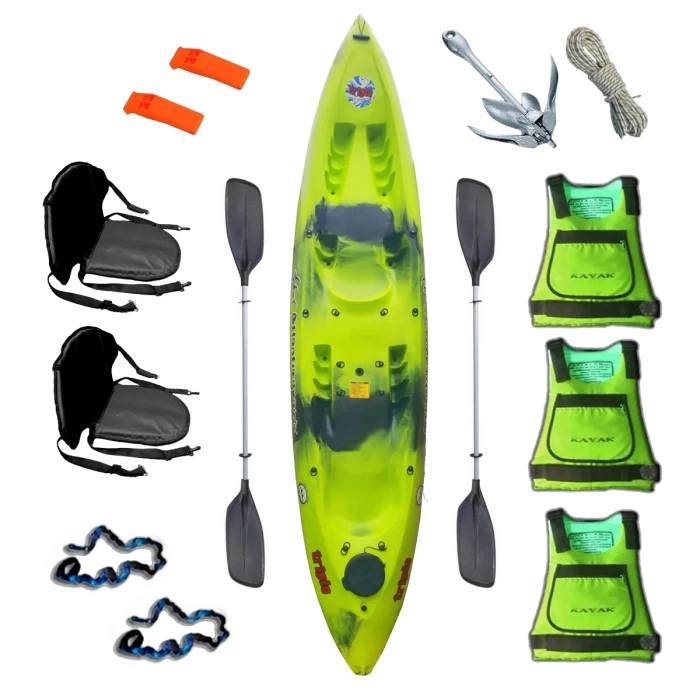 Kayak Ideal Para Recreacion y Pesca Triplo de Atlantikayaks Combo Pesca Para 3 Personas