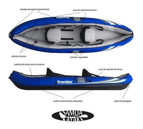 Kayak Doble Canoa Inflable Frontier + Salvavidas+remos+inflador