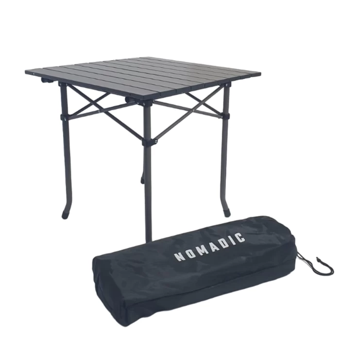 mesa camping enrrollable nomadic plegable aluminio compacta